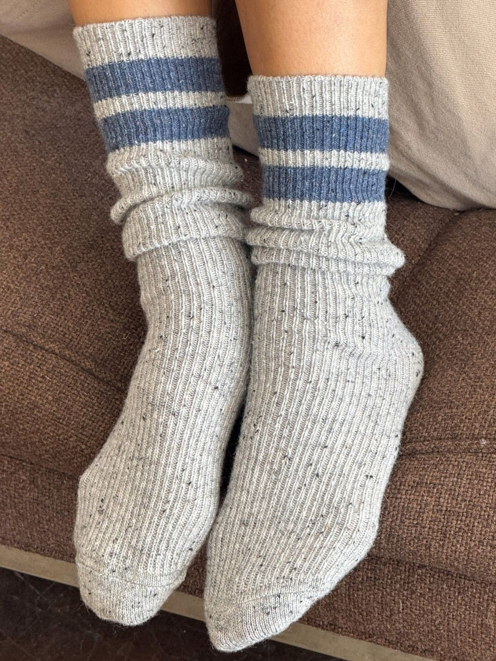 Le Bon Shoppe Snow Varsity Socks - Grey/Blue | Twentyseven Toronto