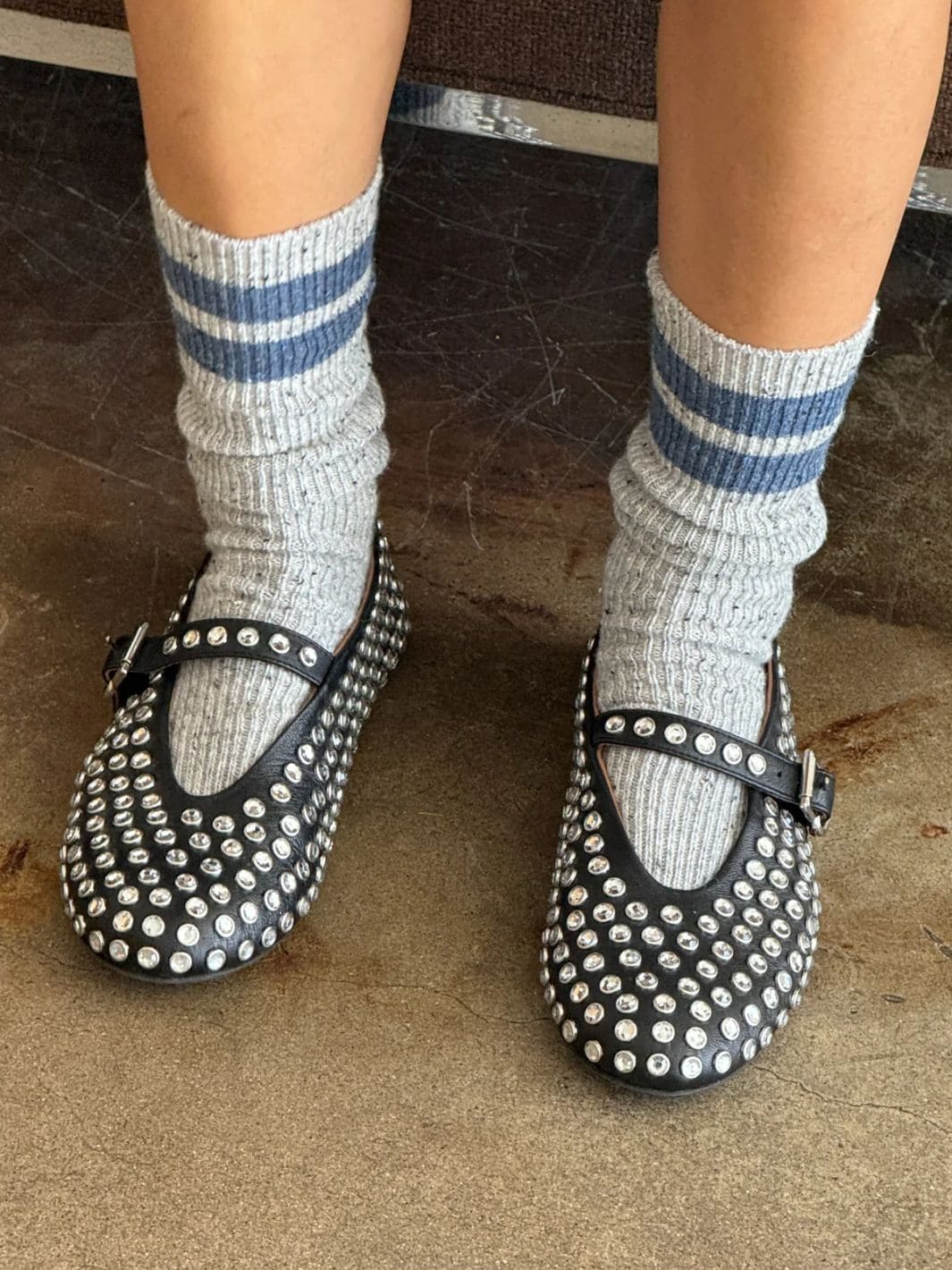 Le Bon Shoppe Snow Varsity Socks - Grey/Blue | Twentyseven Toronto