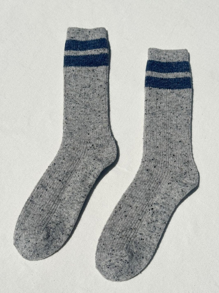 Le Bon Shoppe Snow Varsity Socks - Grey/Blue | Twentyseven Toronto