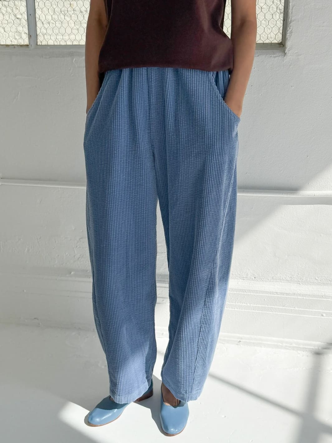 Le Bon Shoppe Soft Corduroy Arc Pants in Blue | Twentyseven Toronto