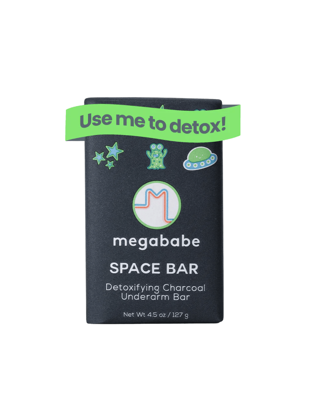 Detoxifying charcoal underarm 'Space Bar' by Megababe on a transparent background | Twentyseven Toronto