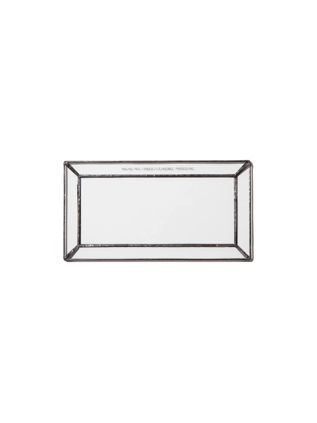 Rectangular Stained Glass Tray from Puebco, featuring its clear glass bottom and dark metallic framing | Twentyseven Toronto