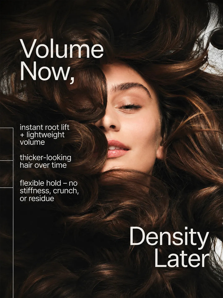 Act+Acre Stem Cell Thickening Foam for instant root lift, lightweight volume, flexible hold and thicker-looking hair over time | Twentyseven Toronto