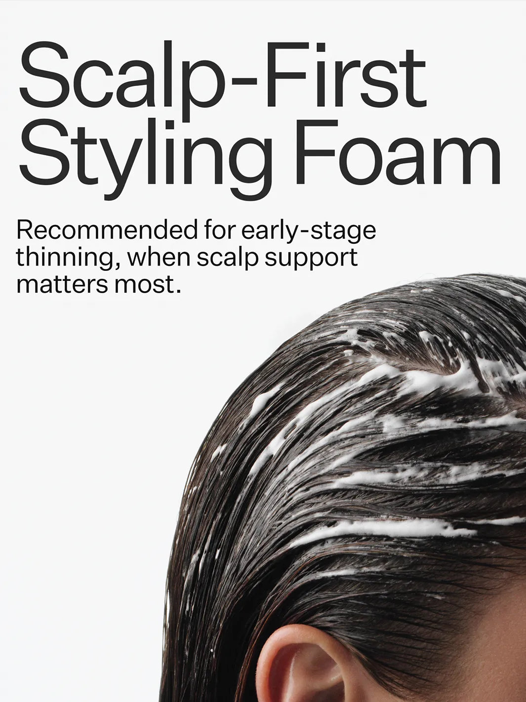 Act+Acre Stem Cell Thickening Foam applied at the scalp, a scalp-first styling foam recommended for early-stage thinning | Twentyseven Toronto