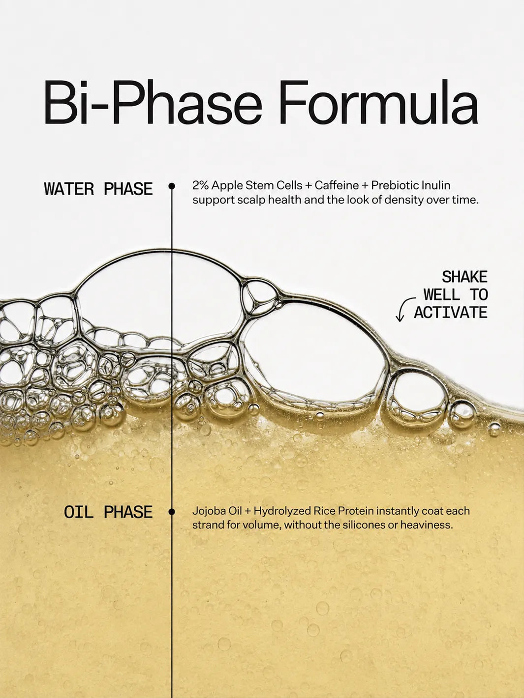 Act+Acre Stem Cell Thickening Foam bi-phase formula with apple stem cells, caffeine, prebiotic inulin, jojoba oil and hydrolyzed rice protein | Twentyseven Toronto