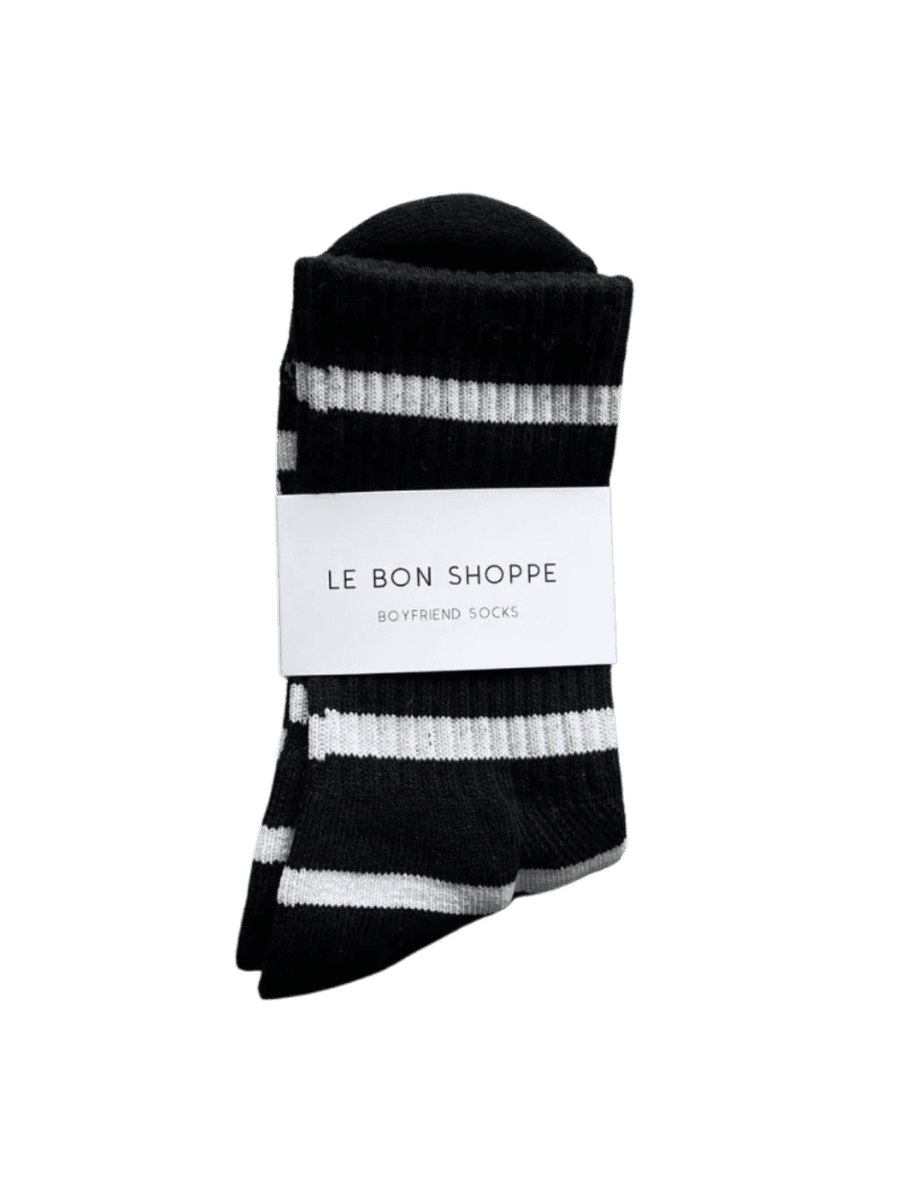 Le Bon Shoppe Striped Boyfriend Socks - Black Stripe | Twentyseven Toronto