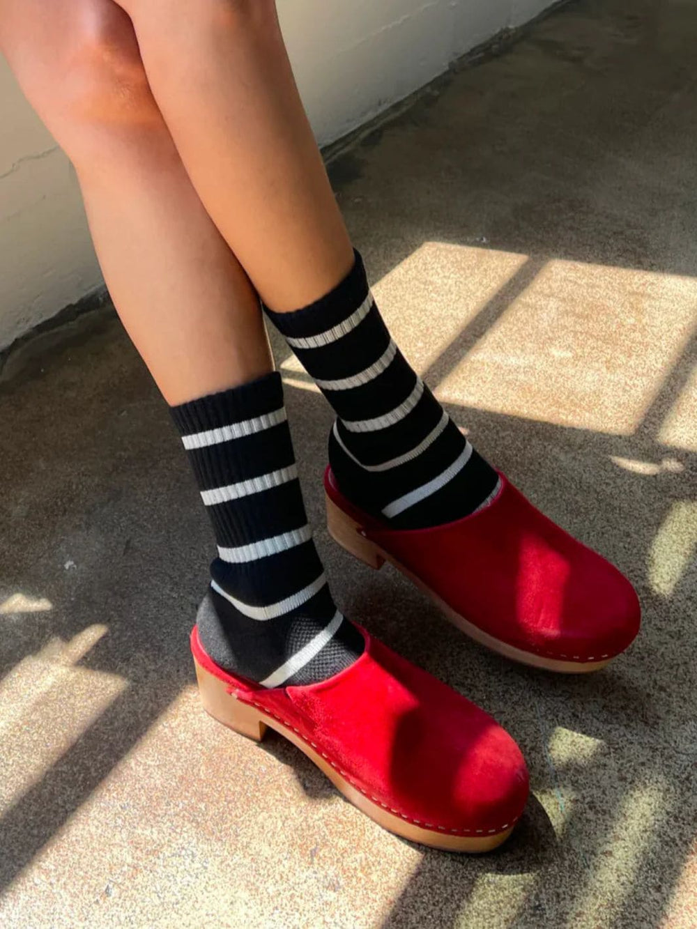 Le Bon Shoppe Striped Boyfriend Socks - Black Stripe | Twentyseven Toronto