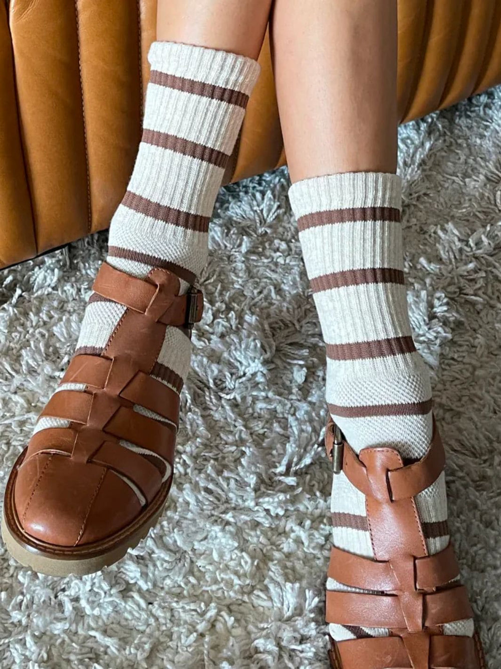 Le Bon Shoppe Striped Boyfriend Socks - Flax Stripe | Twentyseven Toronto