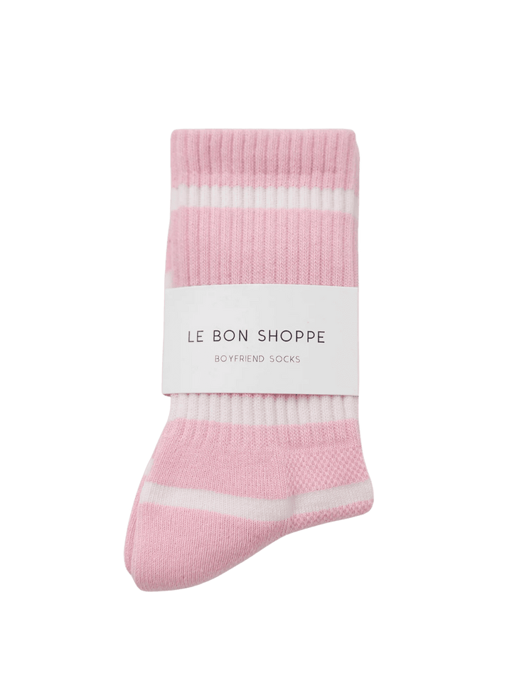 Le Bon Shoppe Striped Boyfriend Socks - Pink White Stripe | Twentyseven Toronto