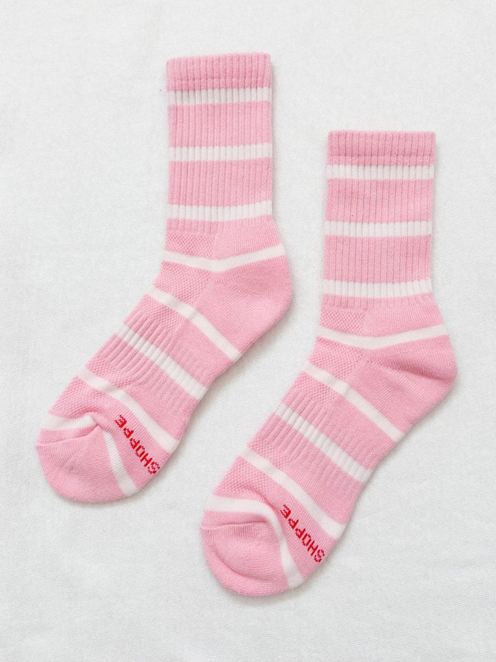 Le Bon Shoppe Striped Boyfriend Socks - Pink White Stripe | Twentyseven Toronto