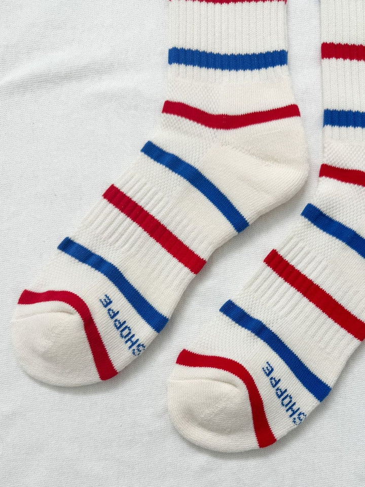 Le Bon Shoppe Striped Boyfriend Socks - Red Blue + Heart | Twentyseven Toronto