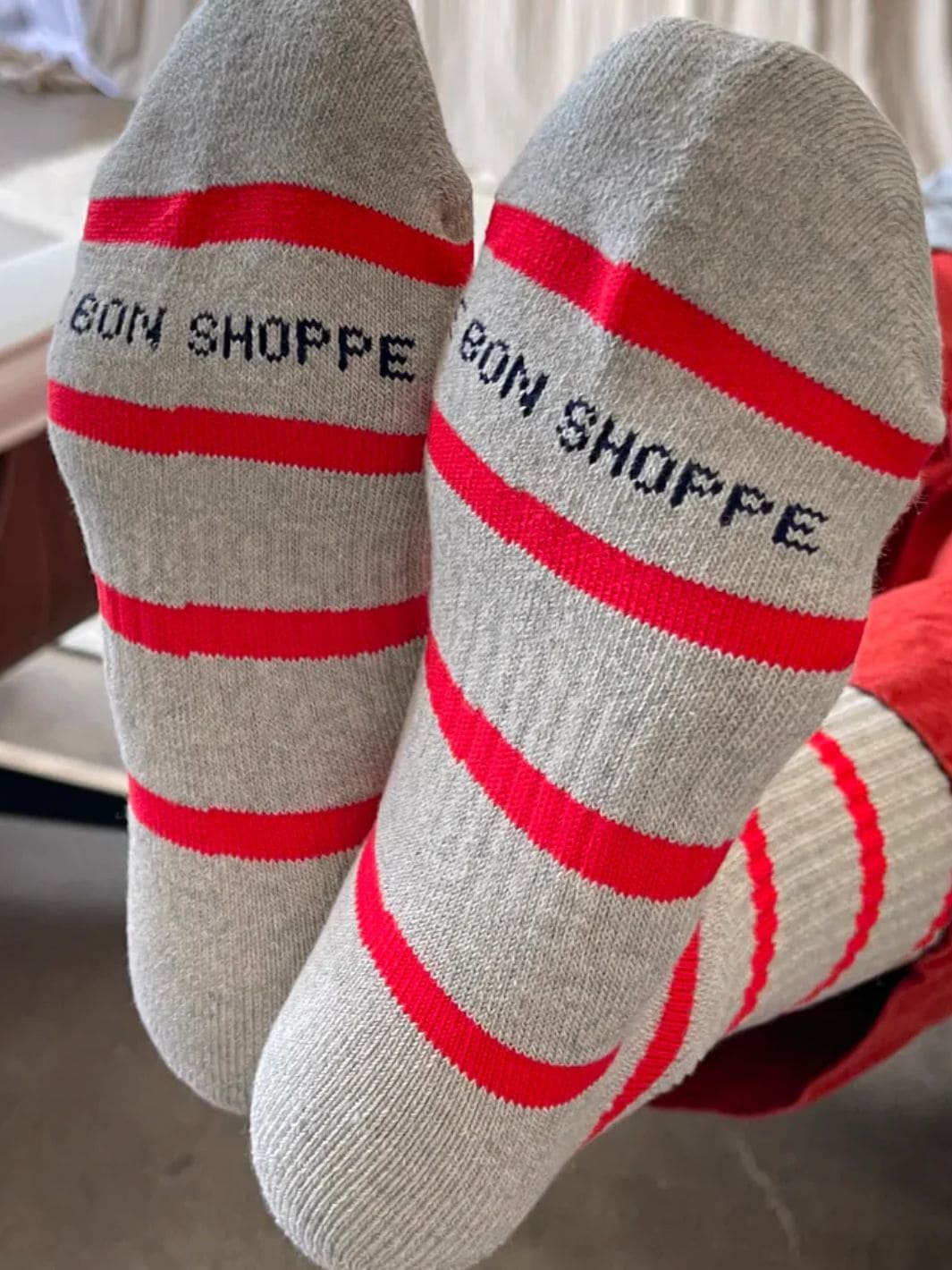 Le Bon Shoppe Striped Boyfriend Socks - Red Stripe | Twentyseven Toronto