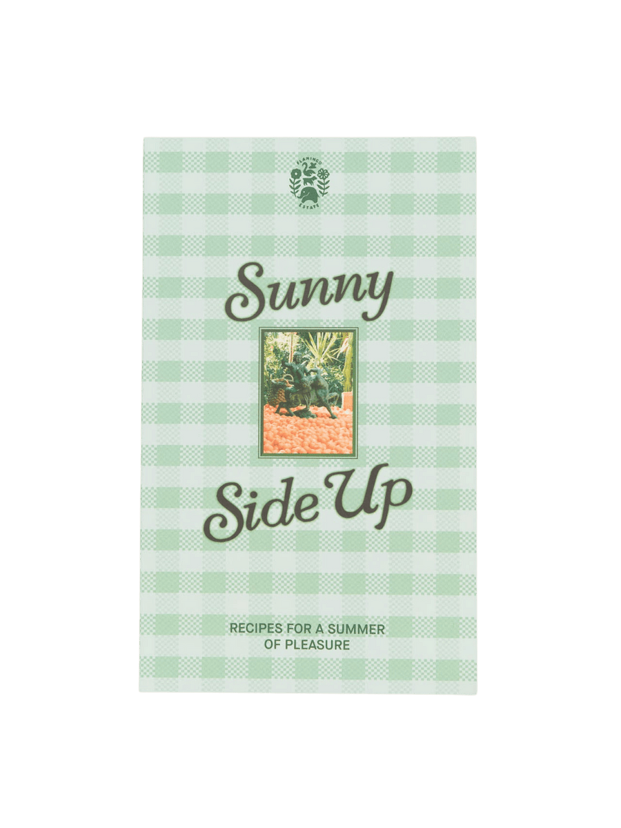 Studio front view of the light green gingham Flamingo Estate Sunny Side Up Recipe Book cover | Twentyseven