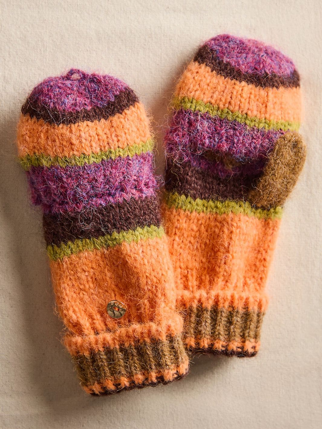 Free People Super Stripe Gloves in Hot Coral | Twentyseven Toronto