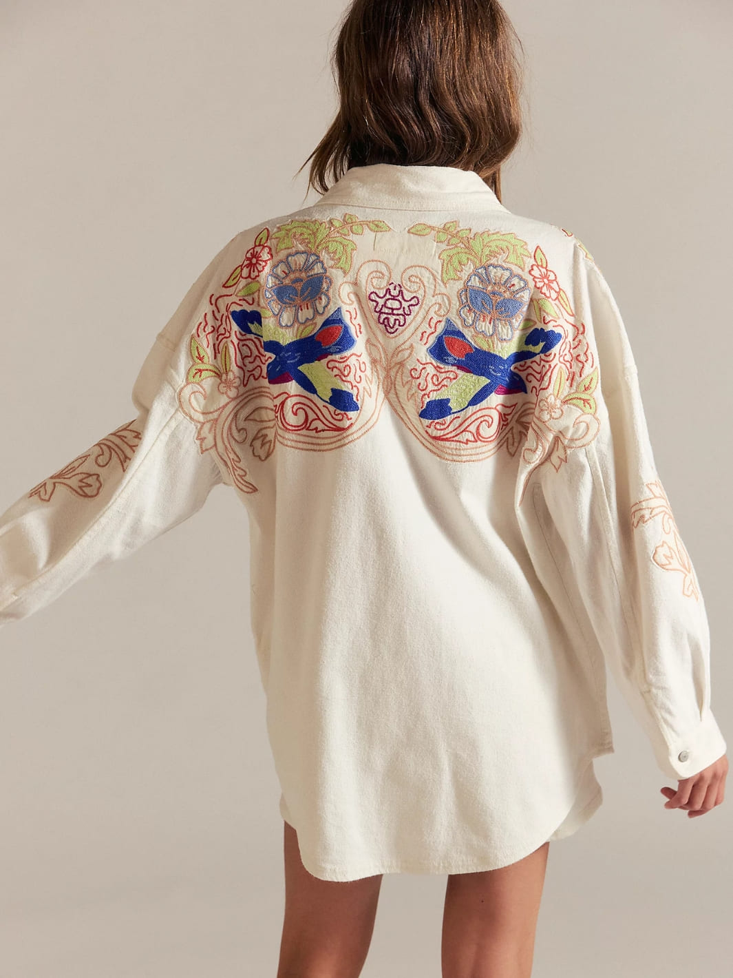 Take Flight Embroidered Shirt - Snow Bell Combo