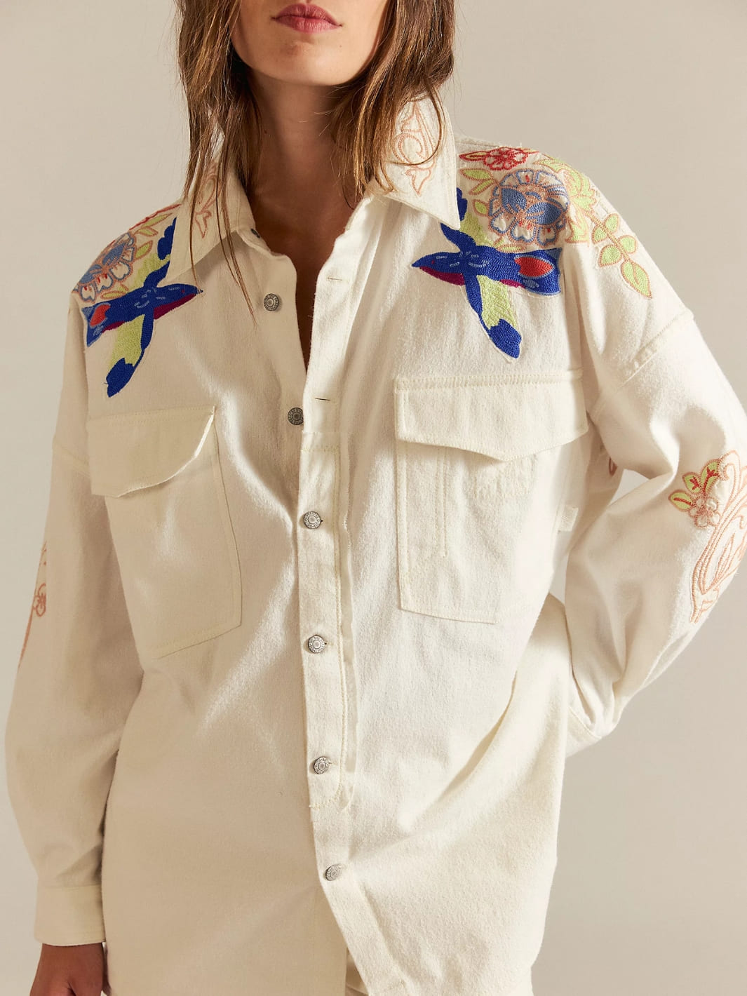Take Flight Embroidered Shirt - Snow Bell Combo