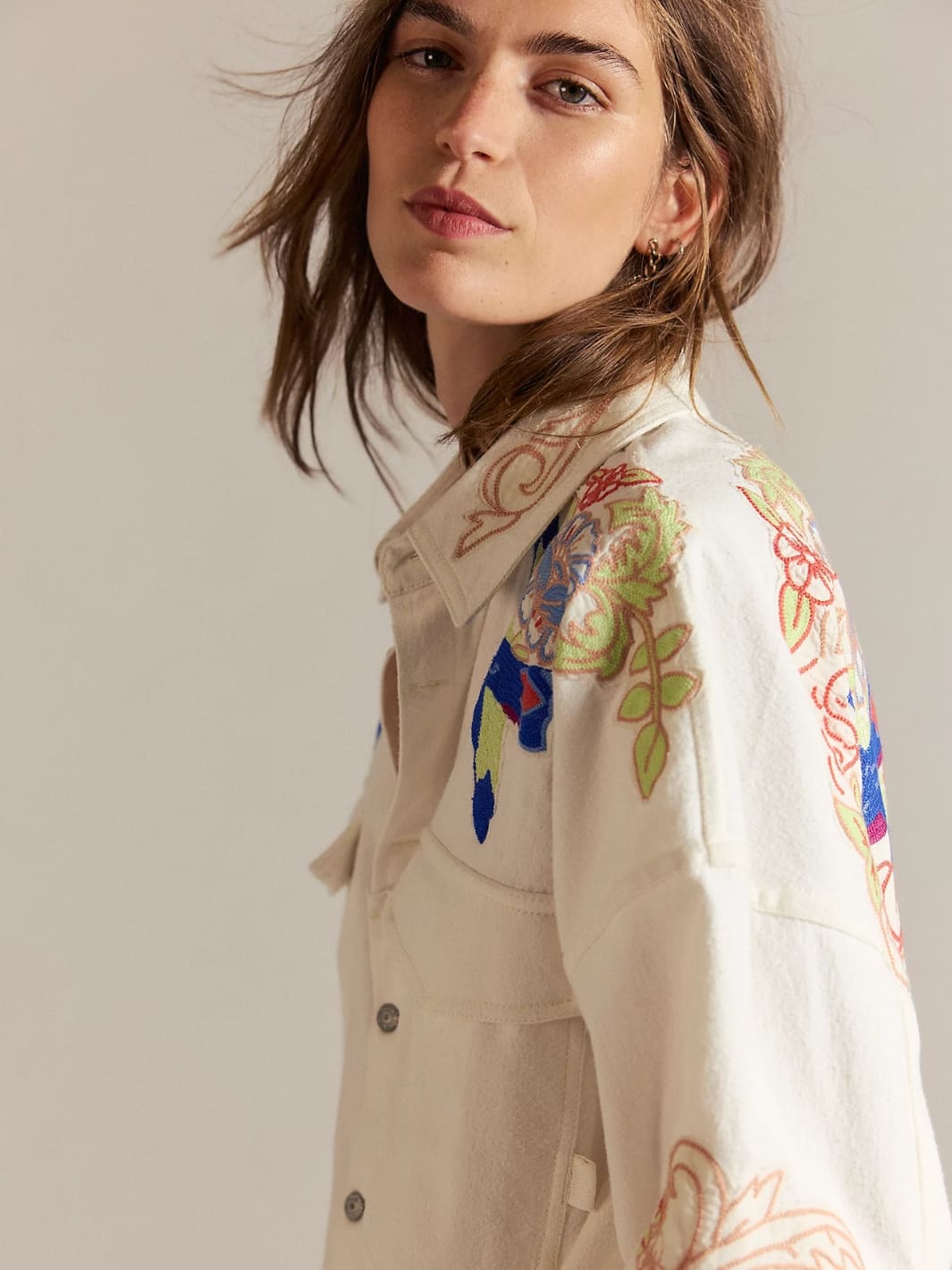 Take Flight Embroidered Shirt - Snow Bell Combo