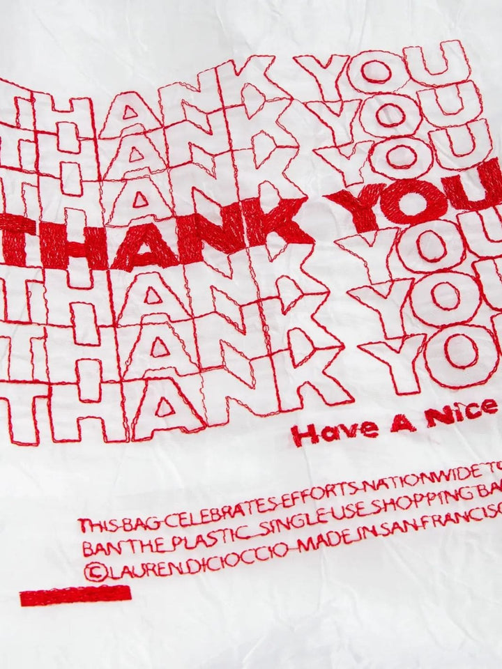 Open Editions Thank You Tote - Red TYTY On White by Lauren DiCioccio | Twentyseven Toronto