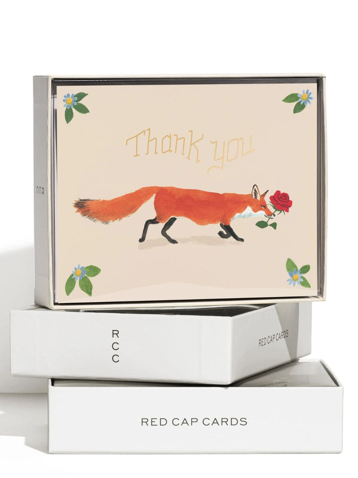 Red Cap Cards Thanks Fox Thank You Greeting Card Box Set of 8 | Twentyseven Toronto