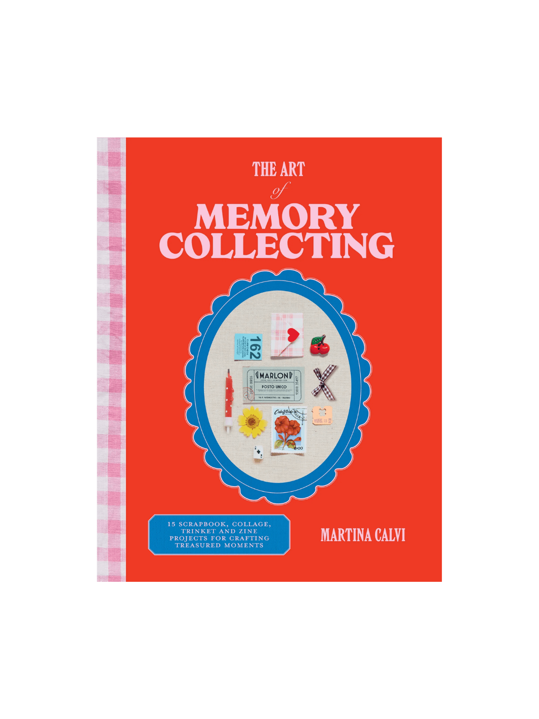 Book titled 'The Art of Memory Collecting'  by Martina Calvi with a red cover and illustration on a transparent background | Twentyseven Toronto