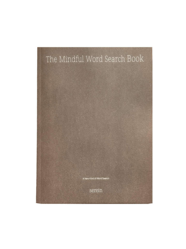 The minimal brown front cover of Serein The Mindful Word Search Book | Twentyseven Toronto