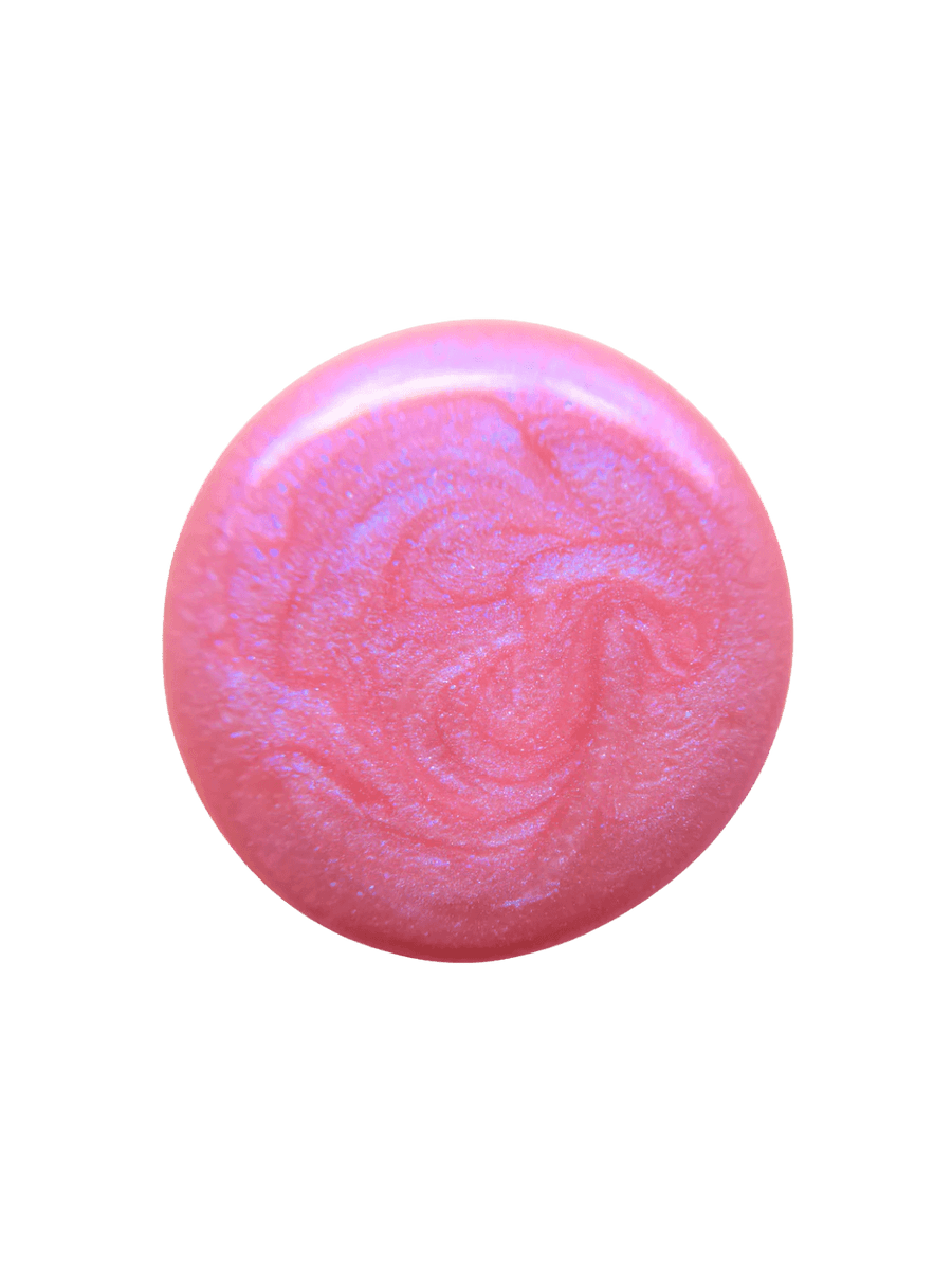 Circular swatch showcasing the shimmering, multidimensional pink texture of Death Valley Nails Throwing Spaghetti At The Wall Of Your Heart To See What Sticks Nail Polish | Twentyseven Toronto