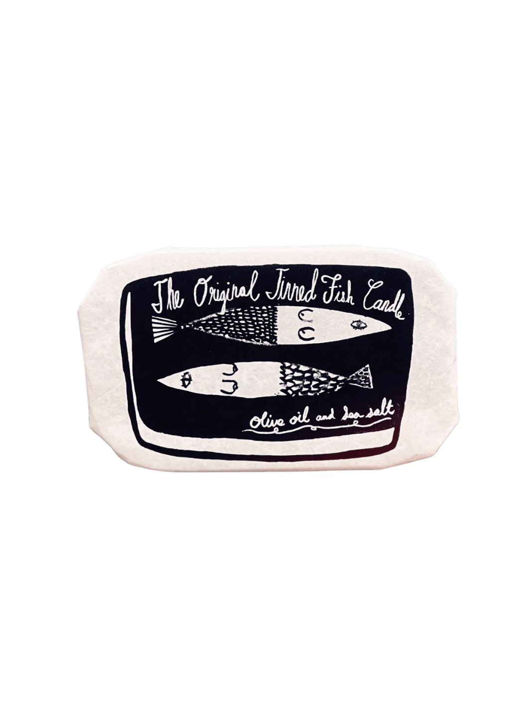 Tinned Fish Candle with tinned fish illustration and 'The Original Tinned Fish Candle' label on a transparent background | Twentyseven Toronto