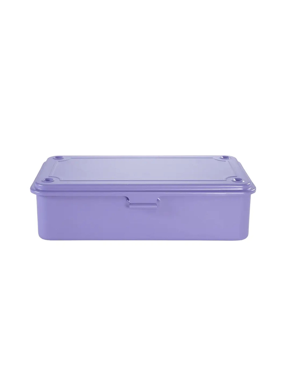 A closed, light purple steel utility Toyo Steel T-190 Toolbox in Light Purple with a simple latch mechanism on a white background | Twentyseven Toronto