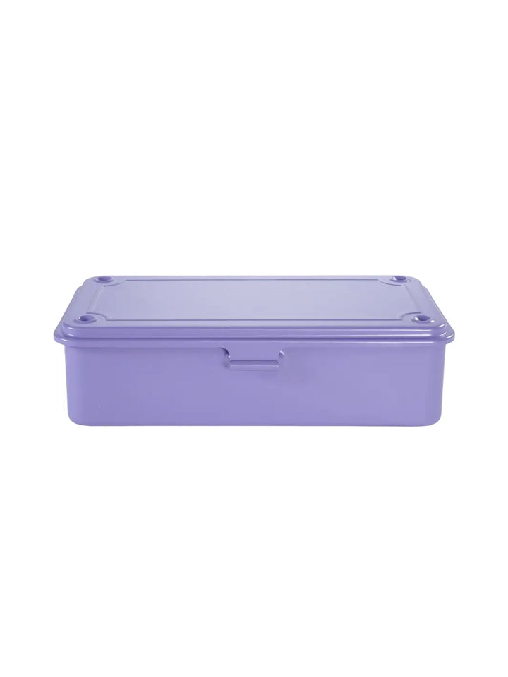 A closed, light purple steel utility Toyo Steel T-190 Toolbox in Light Purple with a simple latch mechanism on a white background | Twentyseven Toronto