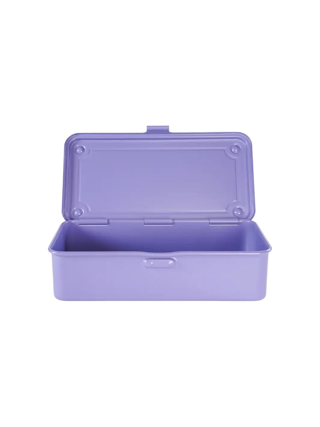 An open, empty Toyo Steel T-190 Toolbox in Light Purple showing its interior and upright lid against a white background | Twentyseven Toronto