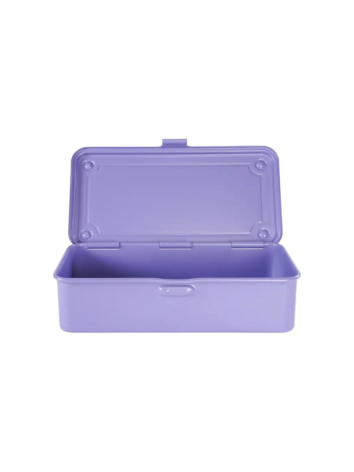 An open, empty Toyo Steel T-190 Toolbox in Light Purple showing its interior and upright lid against a white background | Twentyseven Toronto