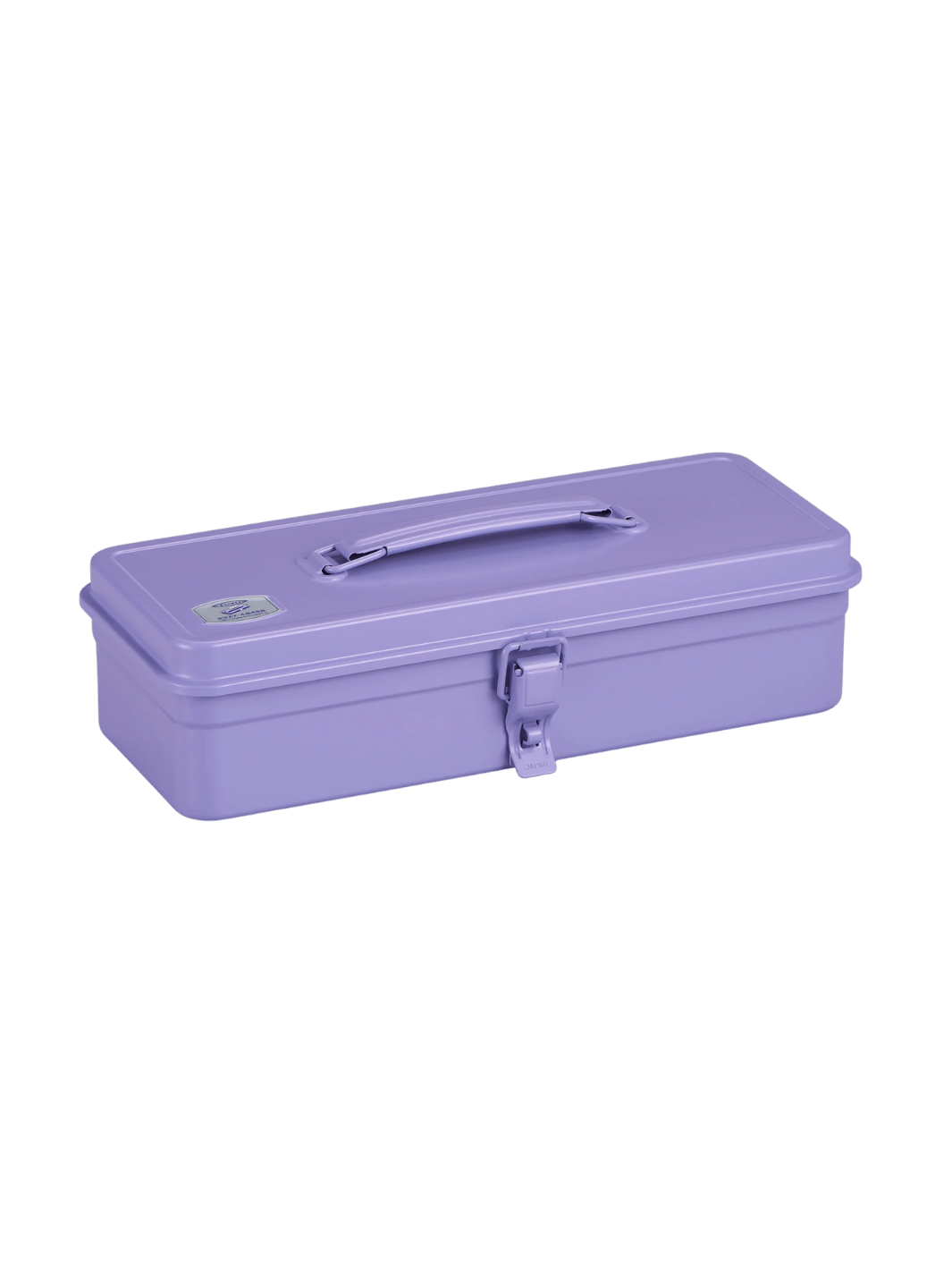 An angled, three-quarter view of a closed Toyo Steel T-320 Toolbox in Light Purple with a top handle and front latch | Twentyseven Toronto