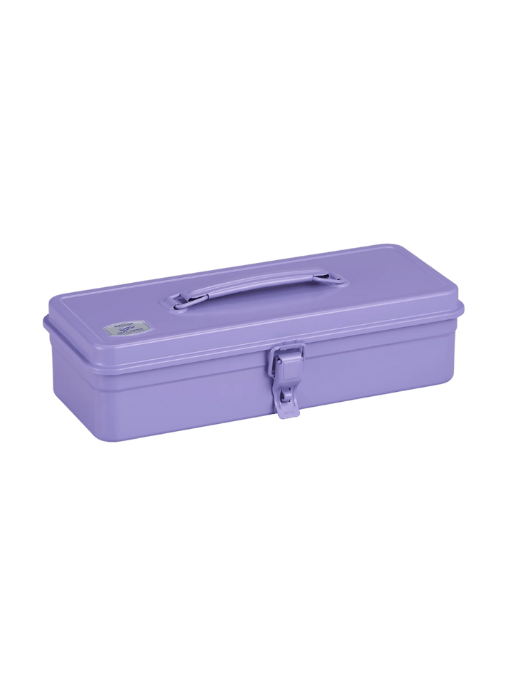 An angled, three-quarter view of a closed Toyo Steel T-320 Toolbox in Light Purple with a top handle and front latch | Twentyseven Toronto
