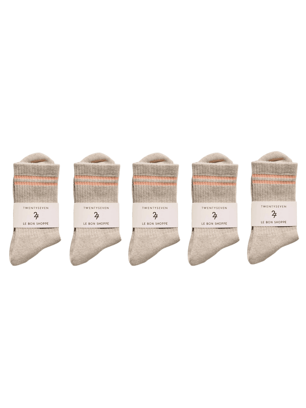 Twentyseven x Le Bon Shoppe Boyfriend Sock - Oatmeal/Rose (5 Pack)