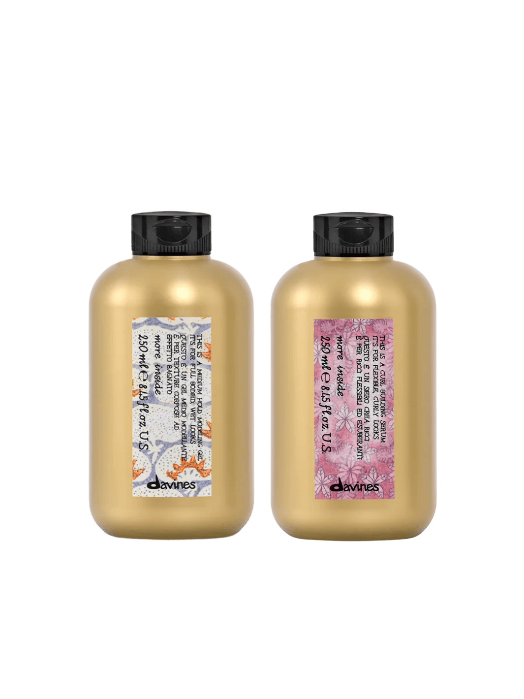 Two Davines hair care products including This is a Medium Hold Modeling Gel (250ml) and This is a Curl Building Serum (250ml) on a transparent background | Twentyseven Toronto