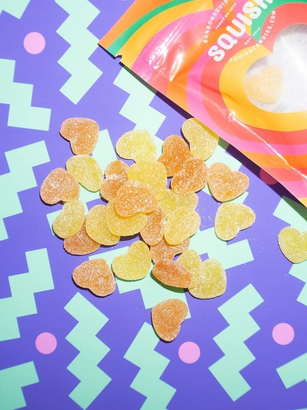 Squish Candy Vegan Sour Peach Hearts Gummies | Twentyseven Toronto