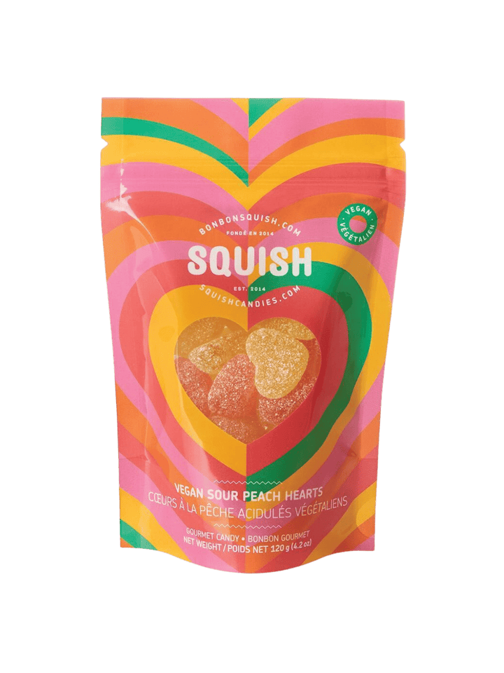 SQUISH Candy Vegan Sour Peach Hearts | Twentyseven Toronto