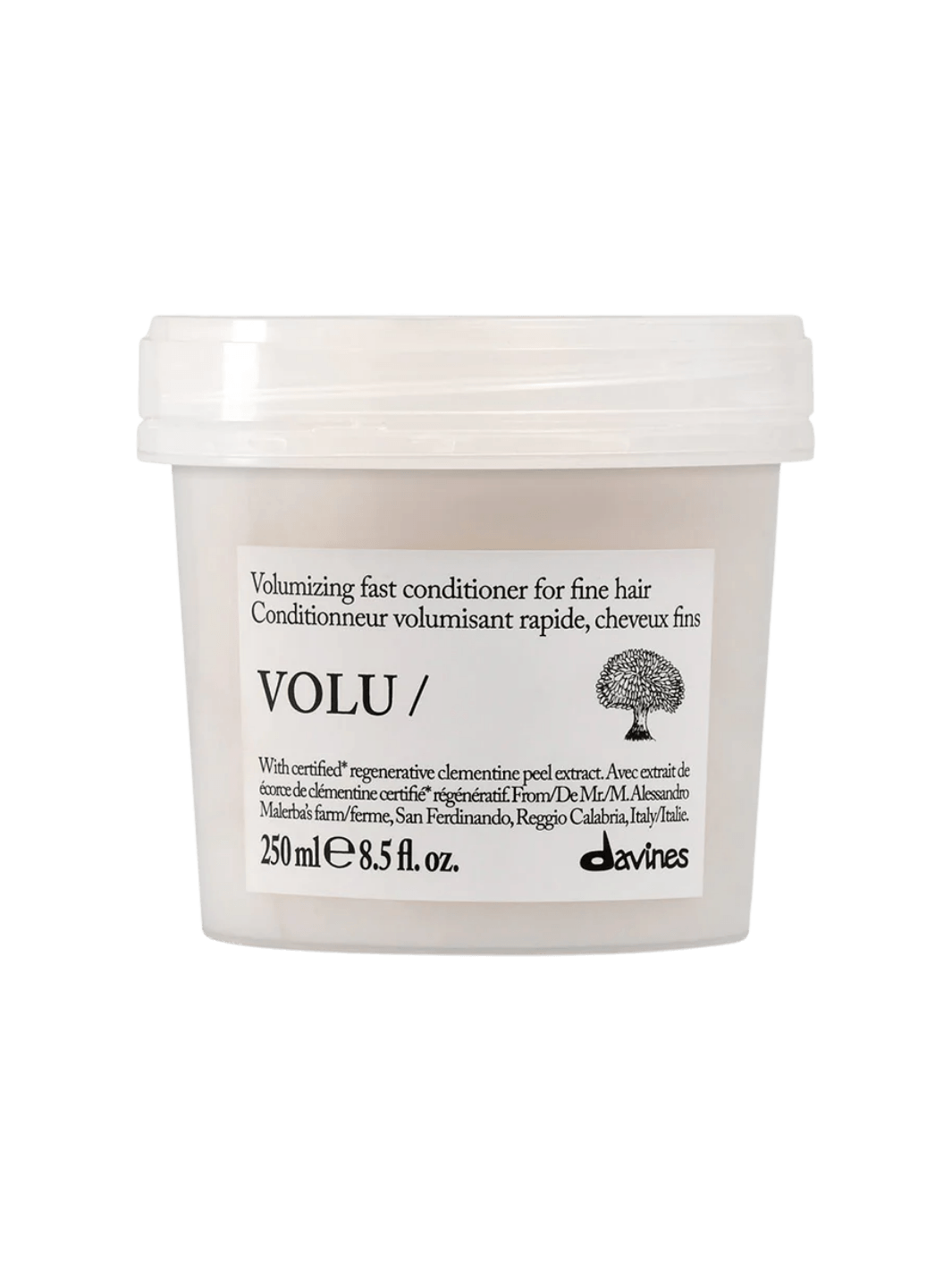 A 250 ml tub of Davines VOLU Conditioner for fine hair | Twentyseven Toronto