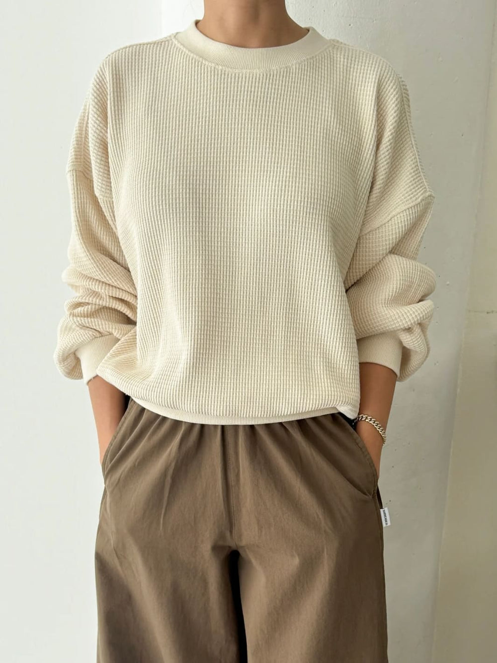 Le Bon Shoppe Waffle Core Sweatshirt in Naturel | Twentyseven Toronto