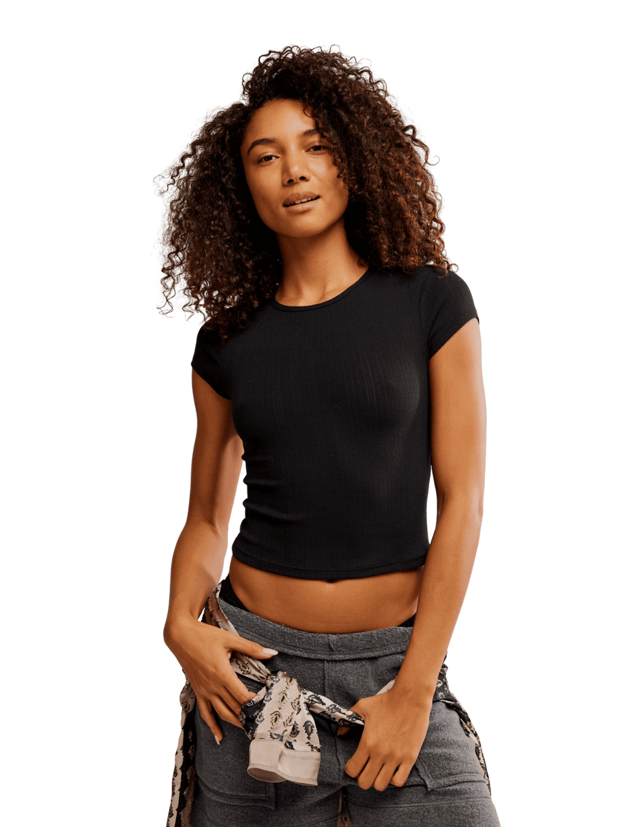 Free People Wait A Minute Baby Tee in Anthracite | Twentyseven Toronto