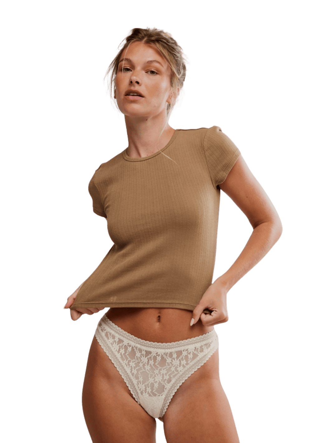 Wait A Minute Baby Tee - Antique Bronze