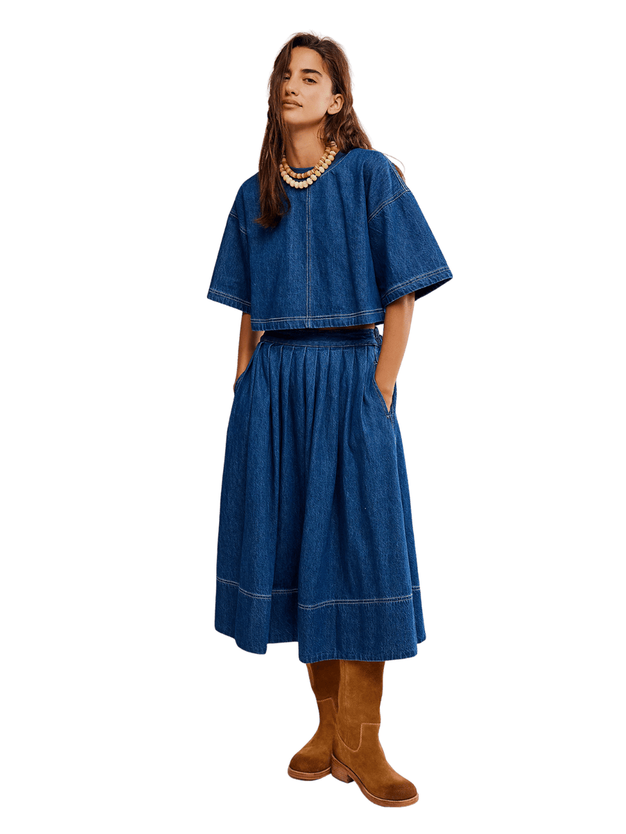 Free People Westley Denim Skirt Set in Deep Sea Wash | Twentyseven Toronto