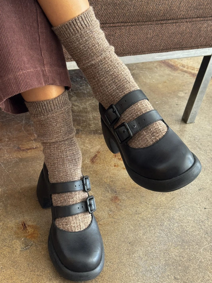 Le Bon Shoppe Wool Waffled Socks - Brown / Oatmeal | Twentyseven Toronto