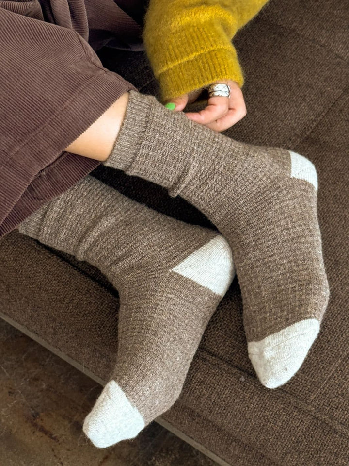 Le Bon Shoppe Wool Waffled Socks - Brown / Oatmeal | Twentyseven Toronto