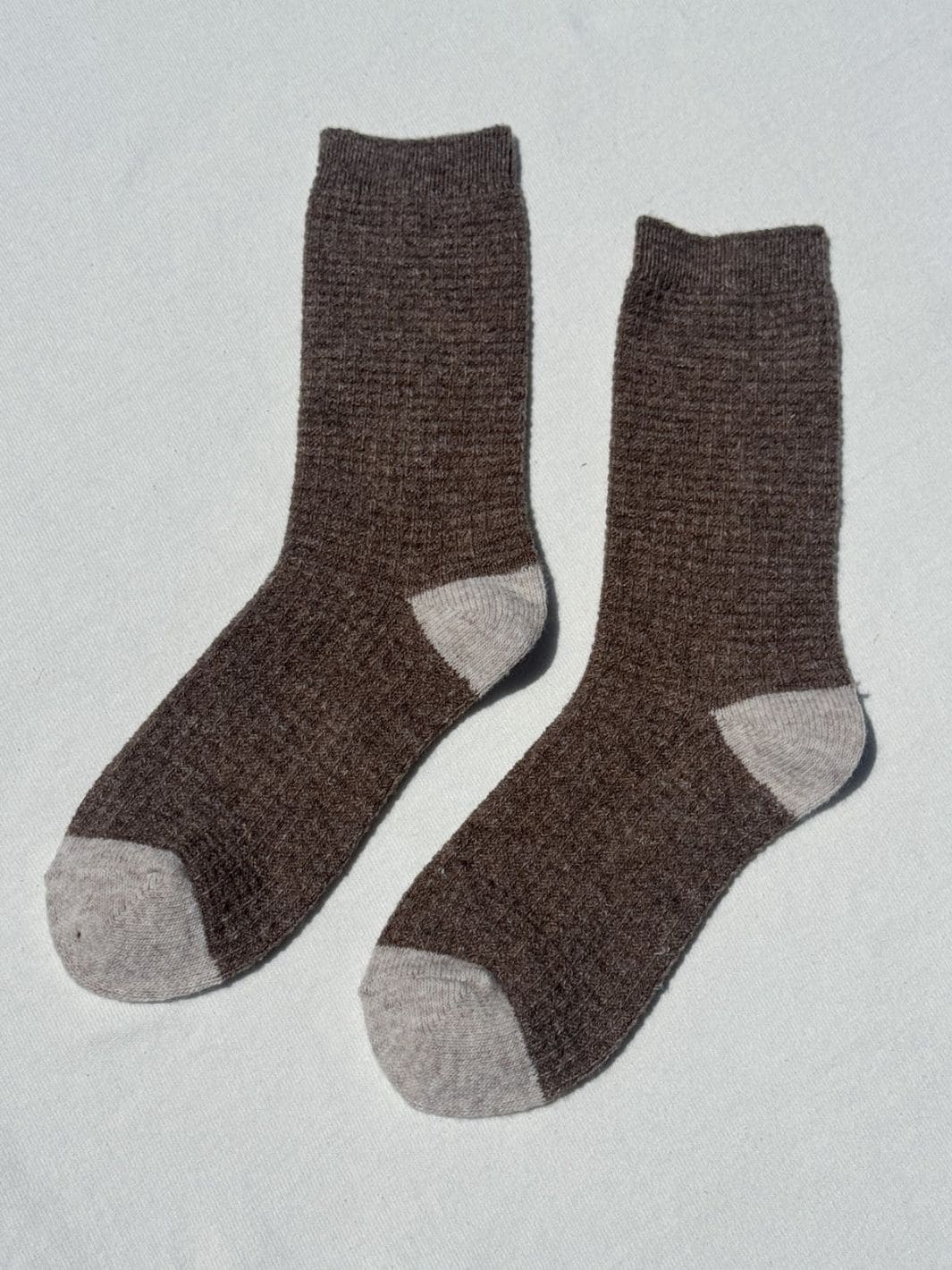 Le Bon Shoppe Wool Waffled Socks - Brown / Oatmeal | Twentyseven Toronto