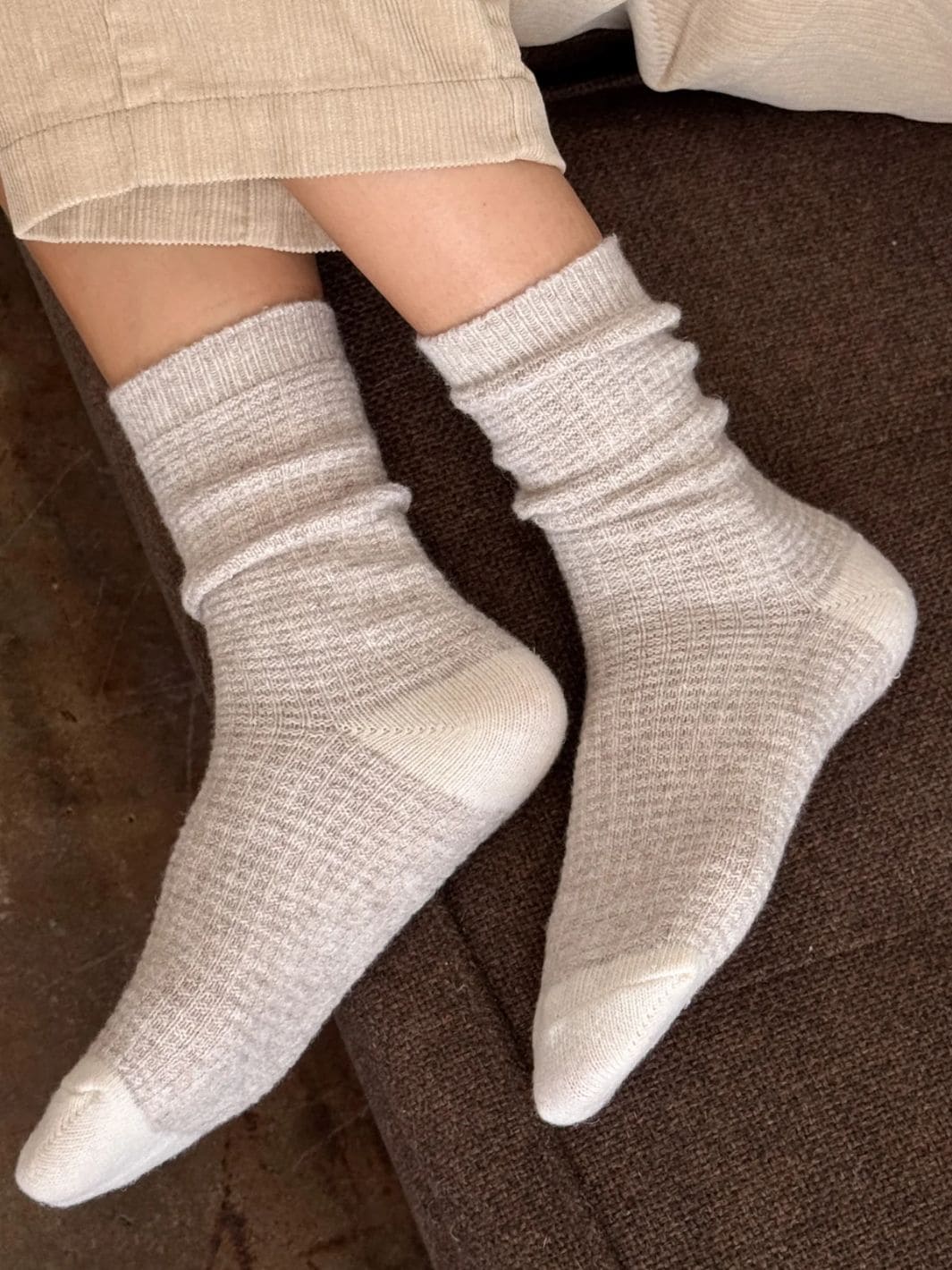 Le Bon Shoppe Wool Waffled Socks - Oatmeal / Cream | Twentyseven Toronto