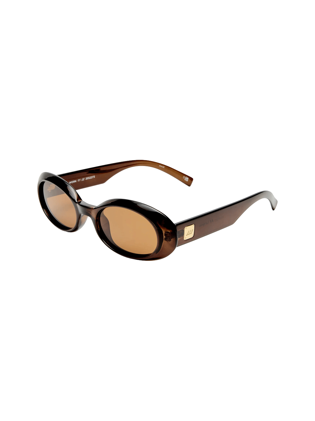 Le Specs Work It sunglasses in Cocoa with brown lenses and gold logo detail | Twentyseven Toronto