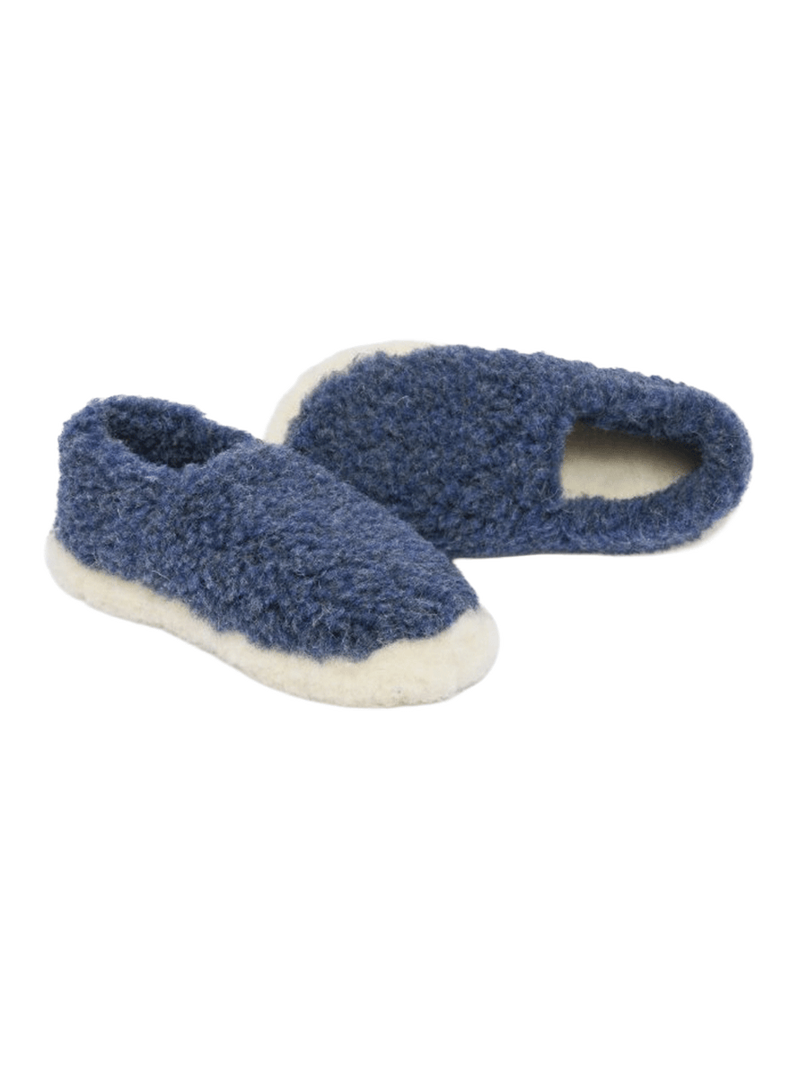 Yoko Wool Full Slippers in dark blue with a plush wool finish and full-coverage design | Twentyseven Toronto