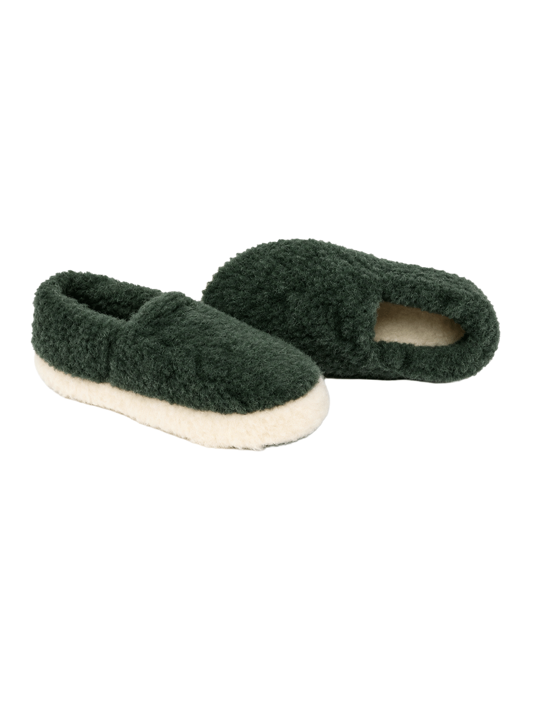 Yoko Wool Full Slippers in dark green with a plush wool finish and full-coverage design | Twentyseven Toronto