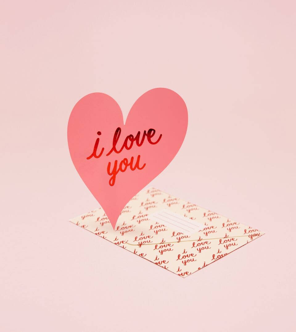 I Love You Heart Card Set- Pink